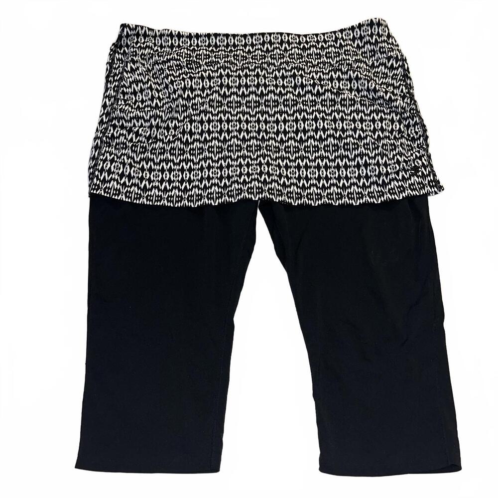 Coolibar Shorebreak Skirted Swim Capris Womens 2X Black SPF Beach Modest Skort